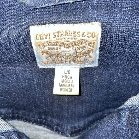 Levi’s Women’s Jean Jacket Size Large Dark Blue Denim Going Out Party Fun - Picture 2 of 12